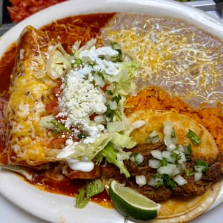 Enchilada, Burrito, Taco Combo