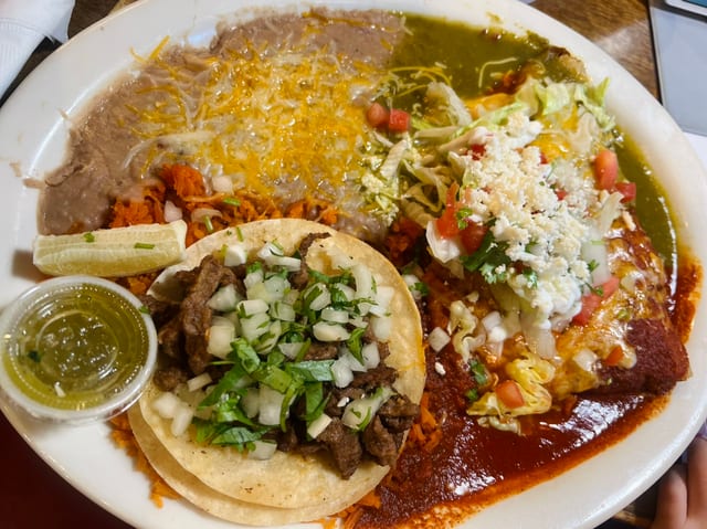 Enchilada, Tamal, Taco Combo.